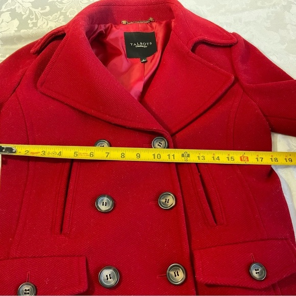 Talbots Wool Blend Double Breasted Pea Coat Women Size 6 Black Buttons - Picture 9 of 11
